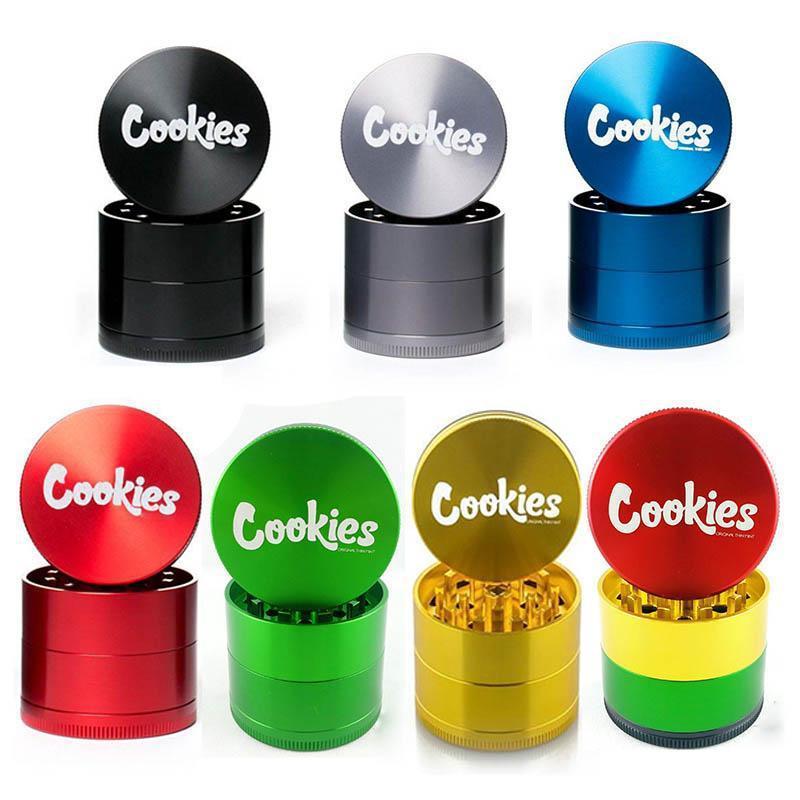 UV Cookies Pattern Aluminum Alloy Four-layer Smoke Dia 40mm/54mm Herb Grinder Pipe Accessories & Customized Logo